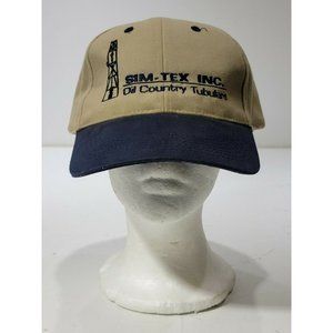 ATT Headwear SIM-Tex Inc. Oil Country Tubulars Tan Blue Strapback Hat Cap